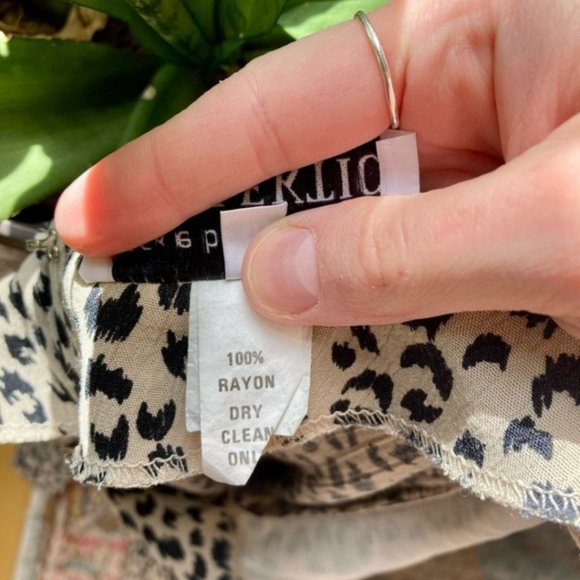 Vintage 90s White Black Leopard Cheetah Animal Print Ruched Dress - Picture 9 of 10